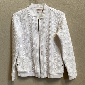 Barbour Kelsey Zip Bomber, White, Sz 6